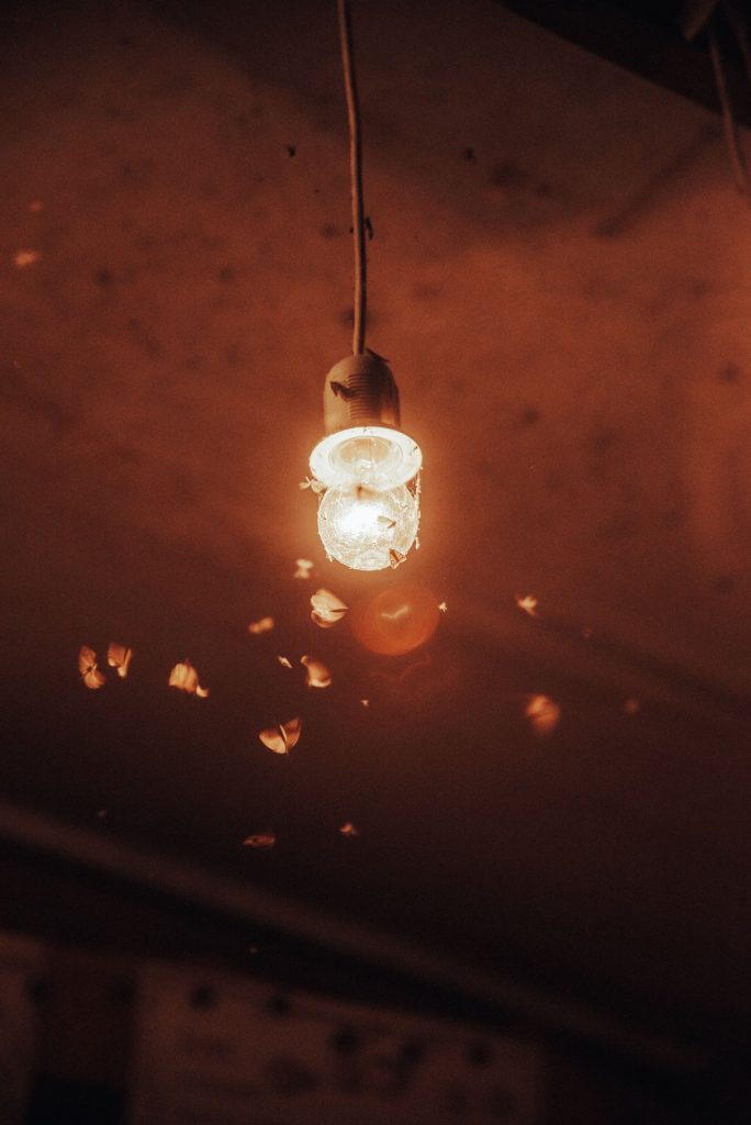 single-moth-circling-a-bare-light-bulb-at-night